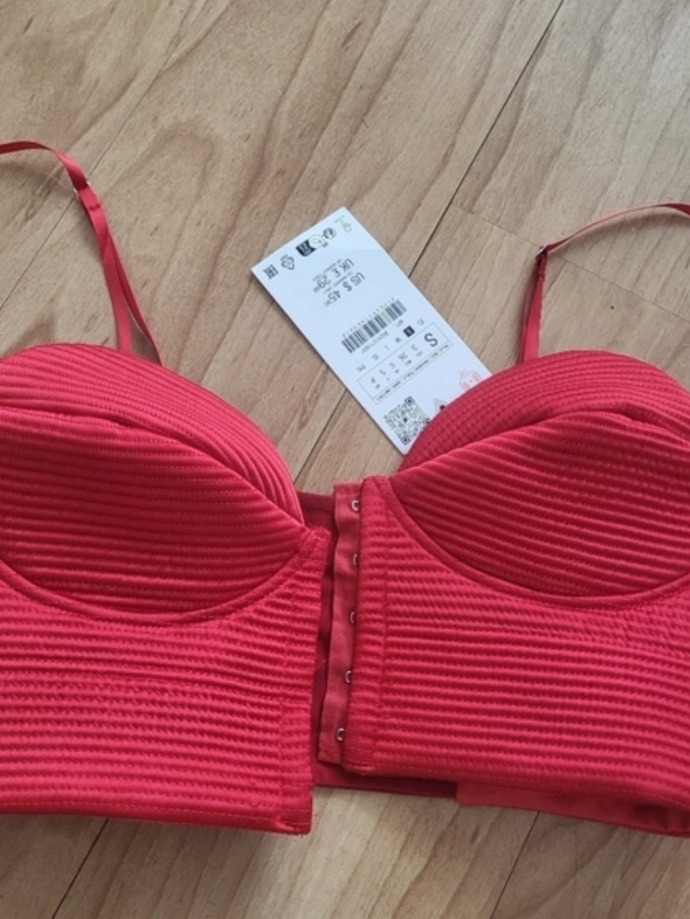 Ribbed Strapless Bustier Bra - Red